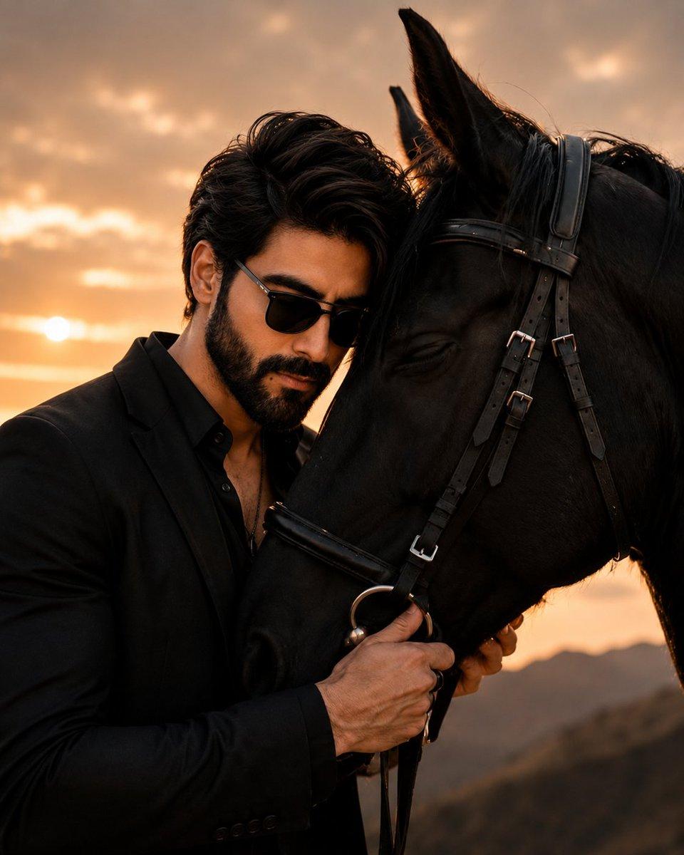 پرامپت پرتره سینمایی مرد و اسب